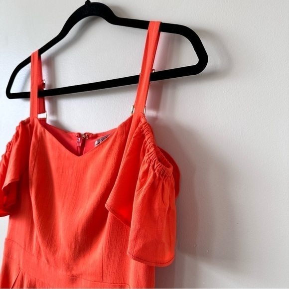 GUESS-COLD Shoulder Bright Orange Mini Dress (Size:Small) - Picture 7 of 16